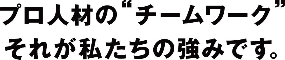 プロ人材の“チームワーク”それが私たちの強みです。
